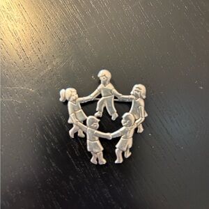 Retired James Avery Silver Children Holding Hands Brooch